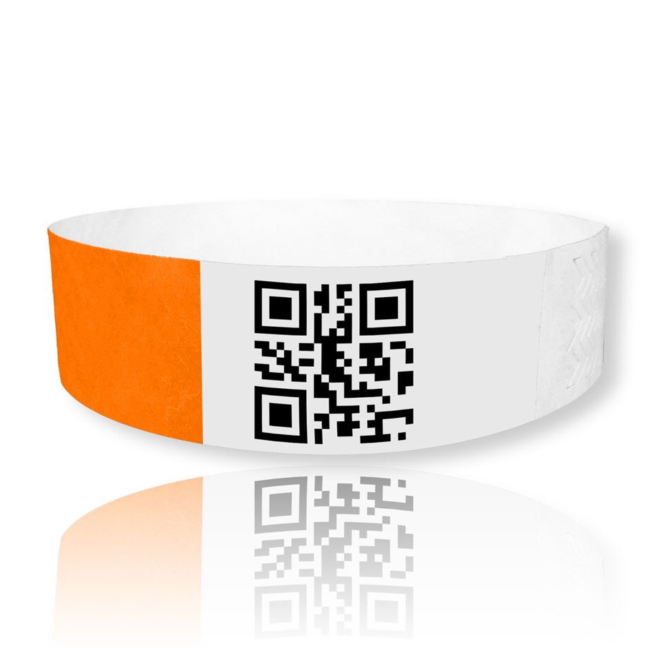 Scanbaarheid gegarandeerd met onze QR-code polsbandjes voor toegang.