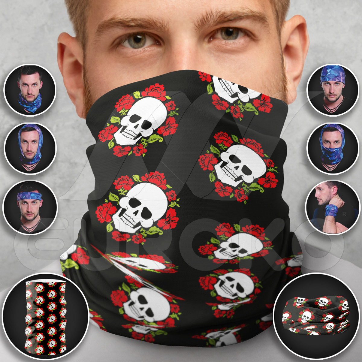 Het opvallende Rose & Skull design maakt deze sjaal een echte eyecatcher.