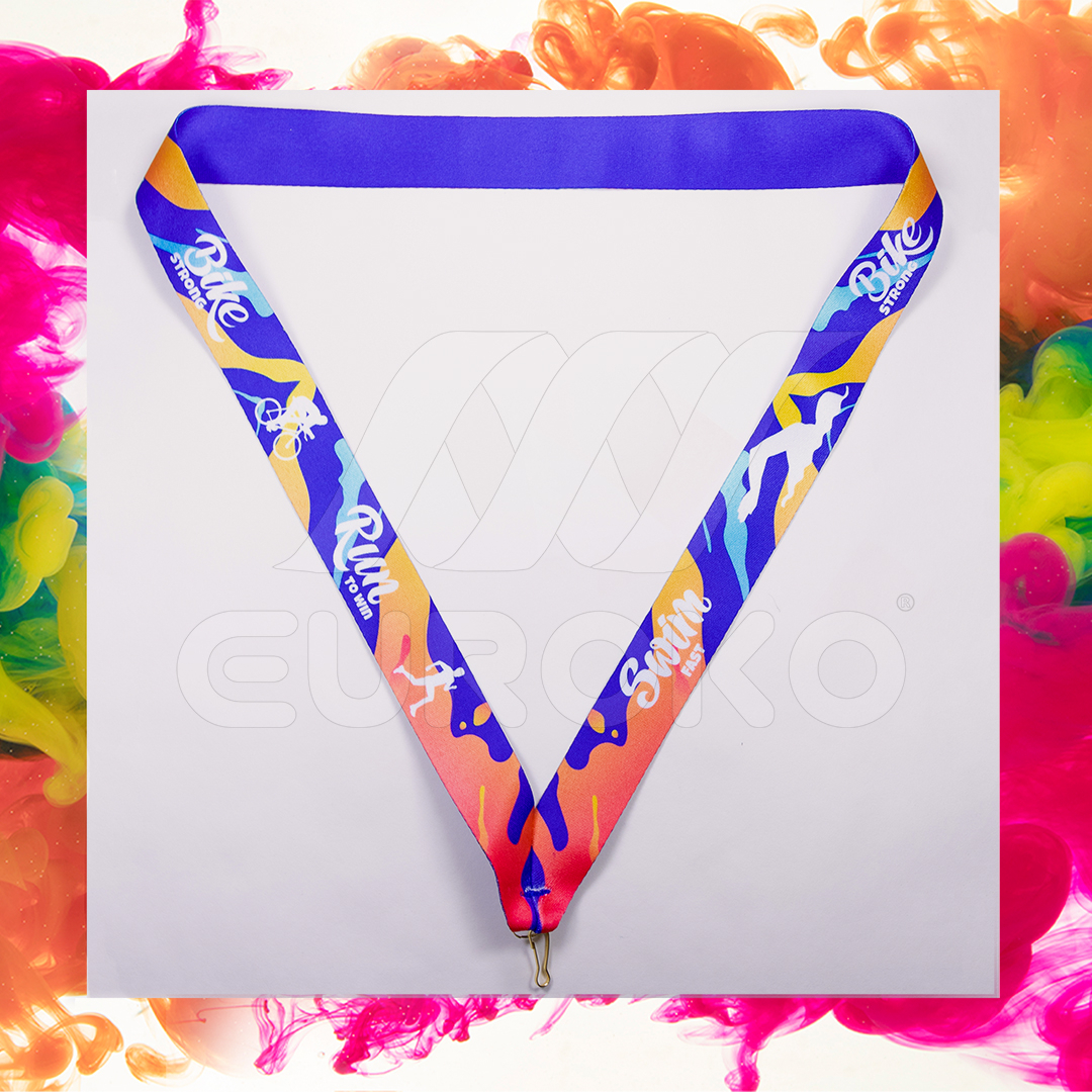 Volledig gepersonaliseerde medaillelinten met uw eigen ontwerp en logo.