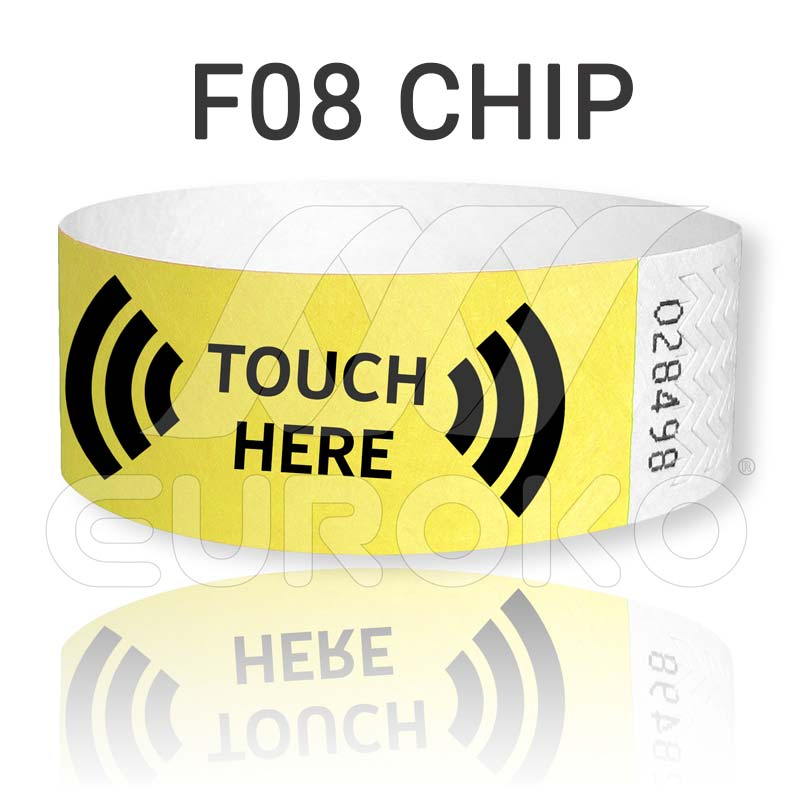F08 NFC chip technologie voor contactloze datatransmissie en tracking.