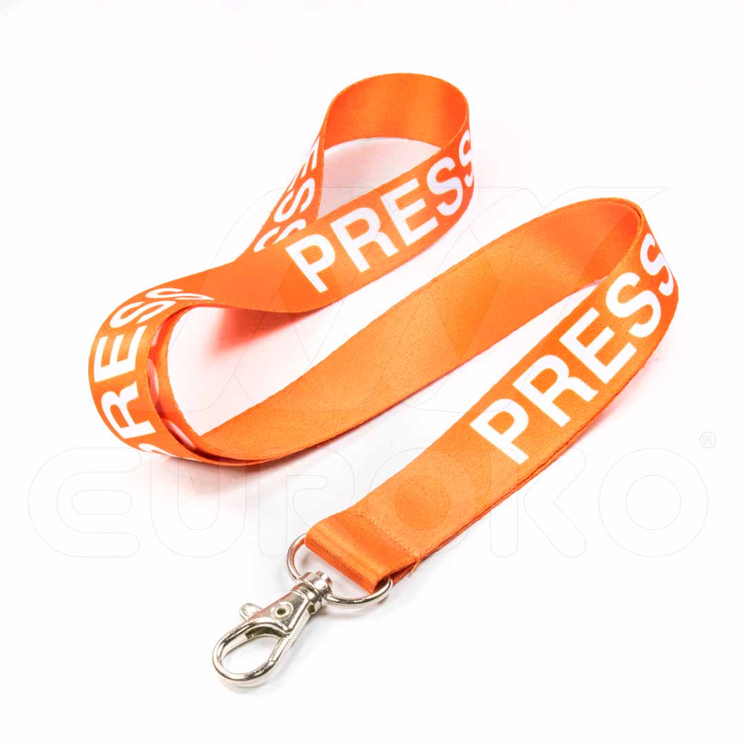 Direct leverbaar in zwart en oranje voor uw persaccreditatie.