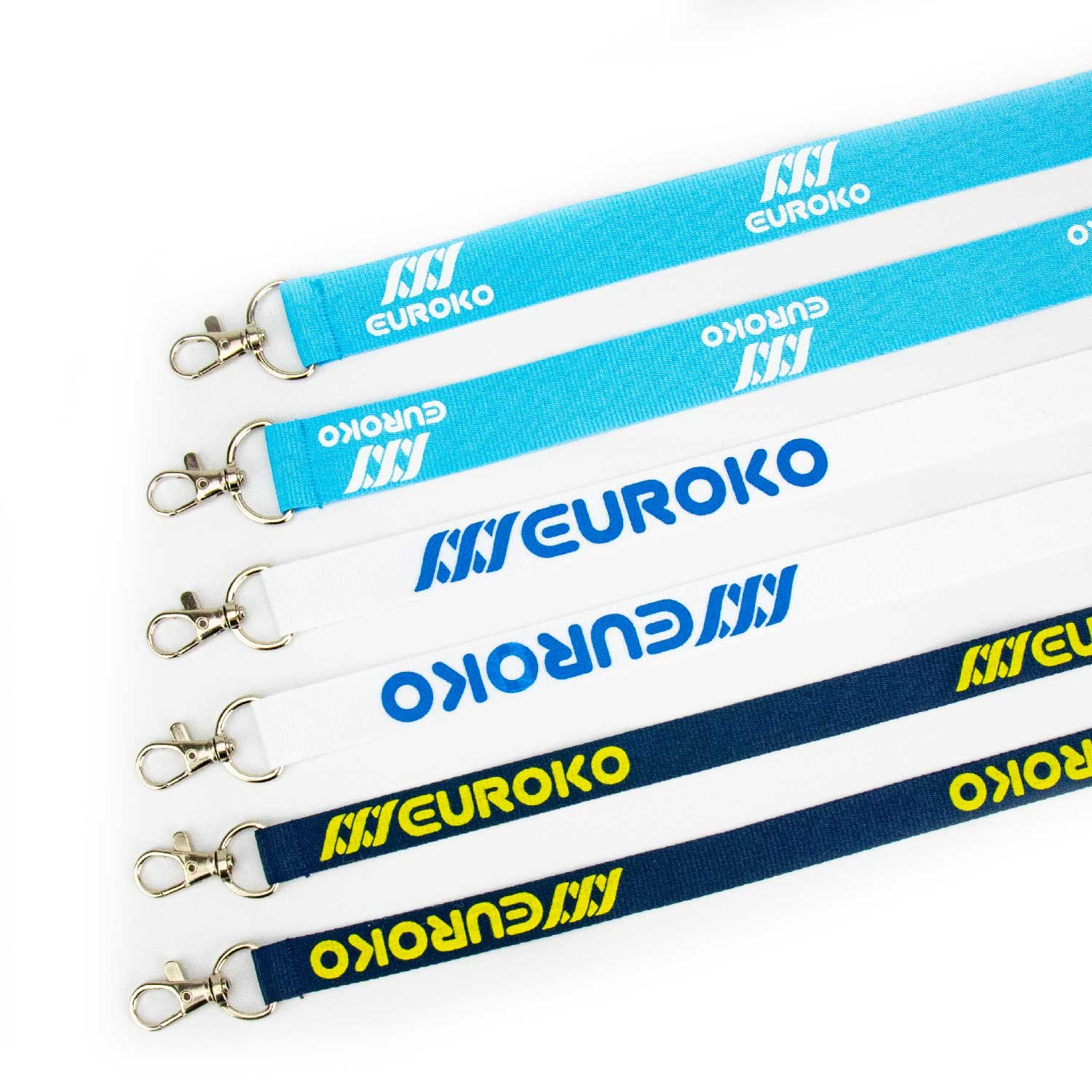 Kies uit diverse kleuren, breedtes en haakopties voor uw keycords.