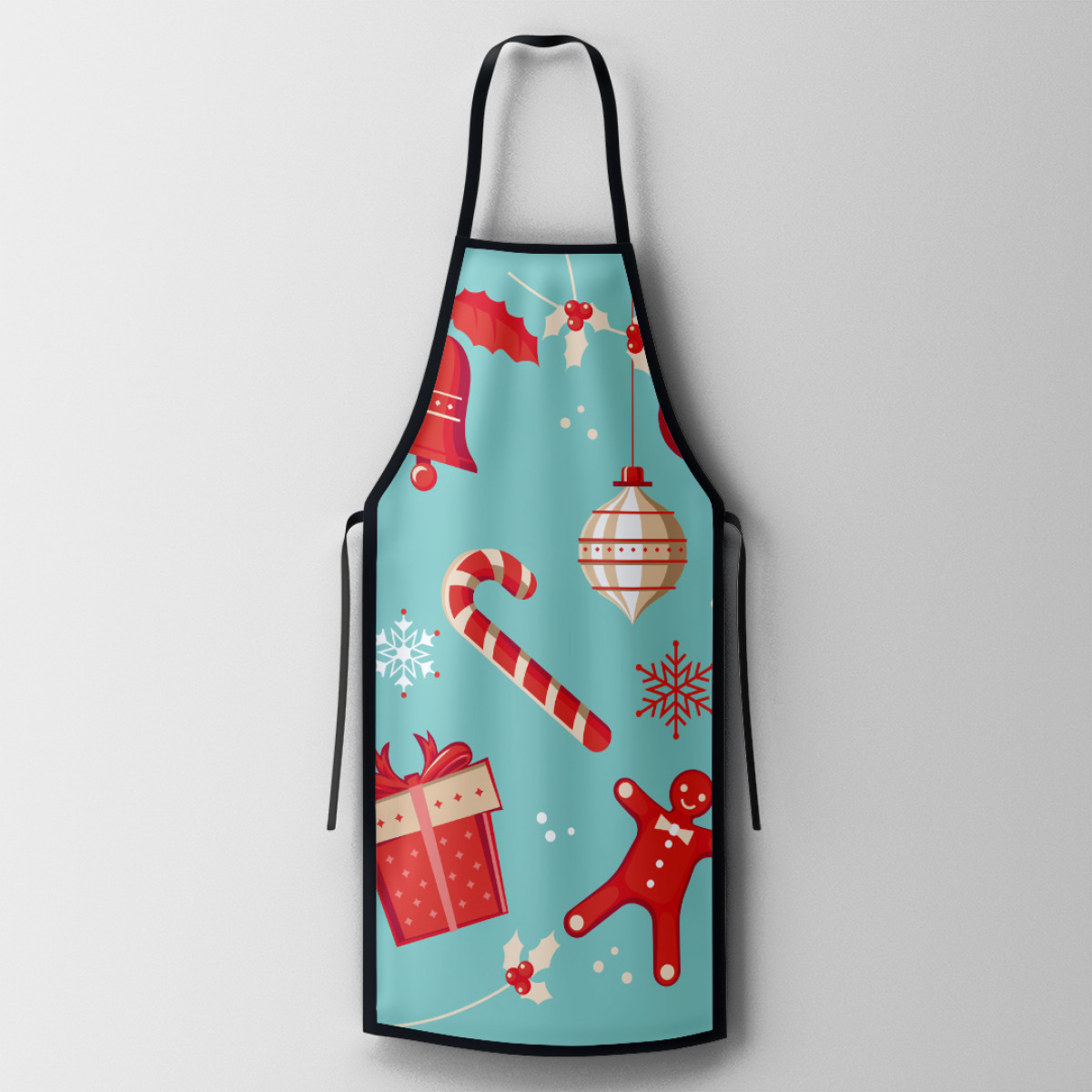 Vrolijk kerstpatroon met candy canes en peperkoekmensen.