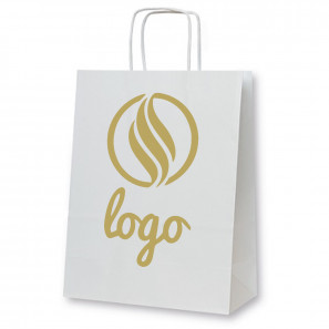 Bedrukte papieren drankentas wit 22x28x10cm