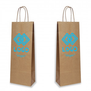 Bedrukte papieren flessentas, bruin