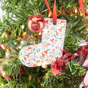 Houten kersthanger Laars gepersonaliseerd