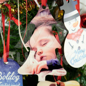 Houten kersthanger met foto - Kerstboom