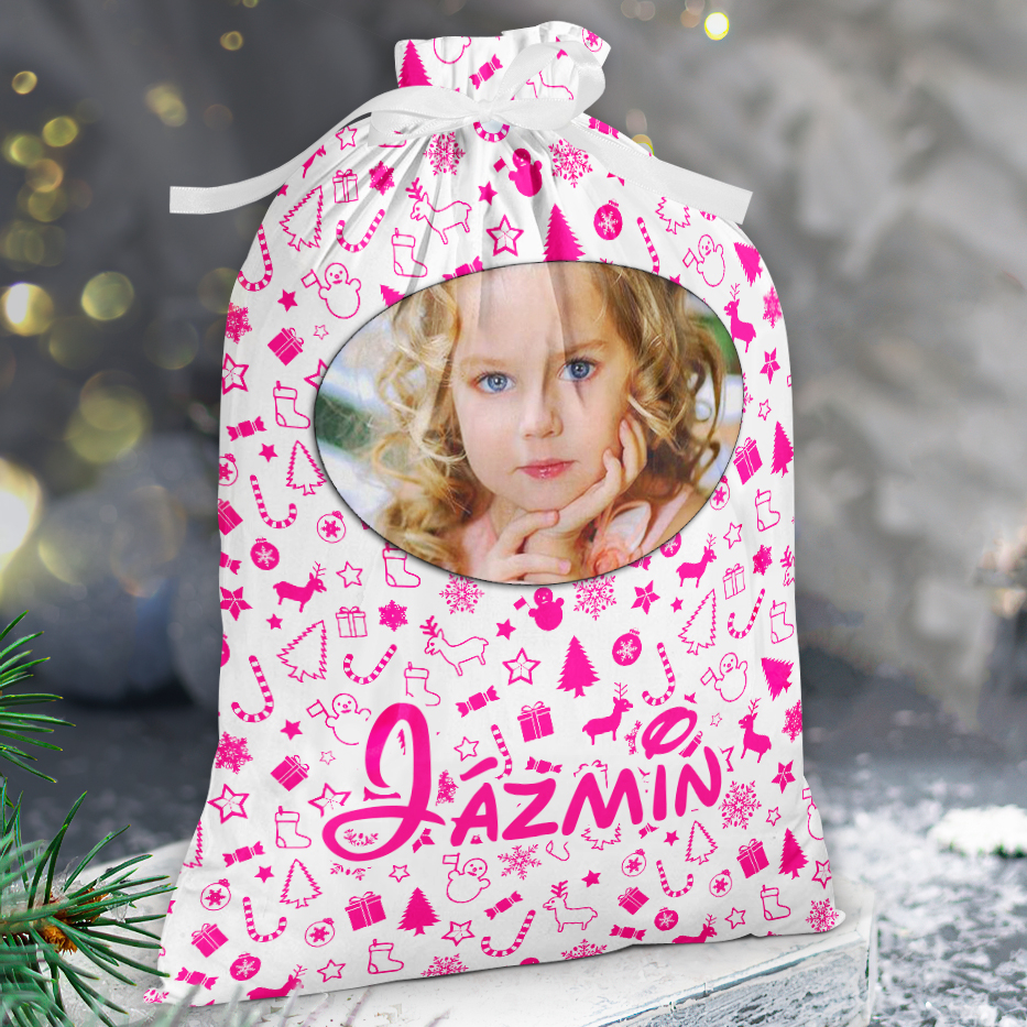 Kerstzak met een tekst Nikolaaszak met individuele bedrukking